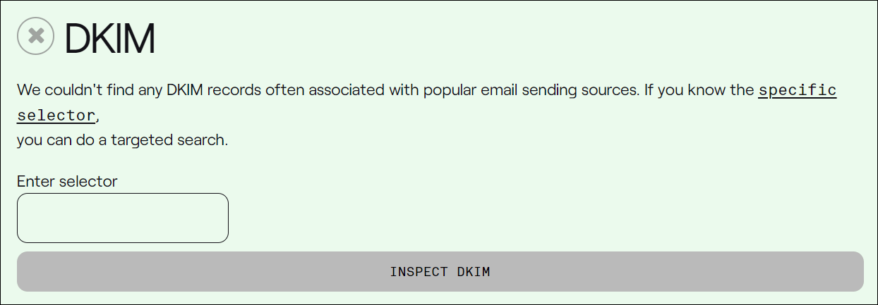 dmarcian 域檢查結果 - DKIM 缺少選擇器