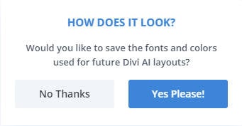 Dispositions Divi AI – Styles générés par l’IA enregistrés