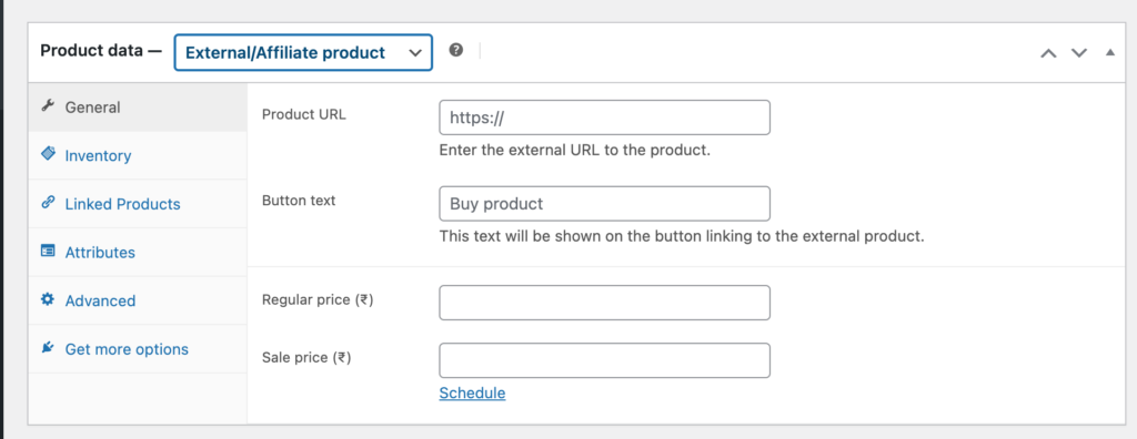 Questo è uno screenshot dei prodotti WooCommerce esterni/affiliati