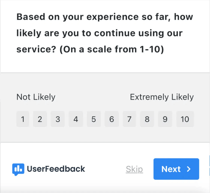 Linkert Scale の顧客満足度調査の例