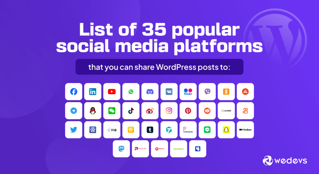 Lista de 35 plataformas de redes sociales populares en las que puedes compartir publicaciones de WordPress_