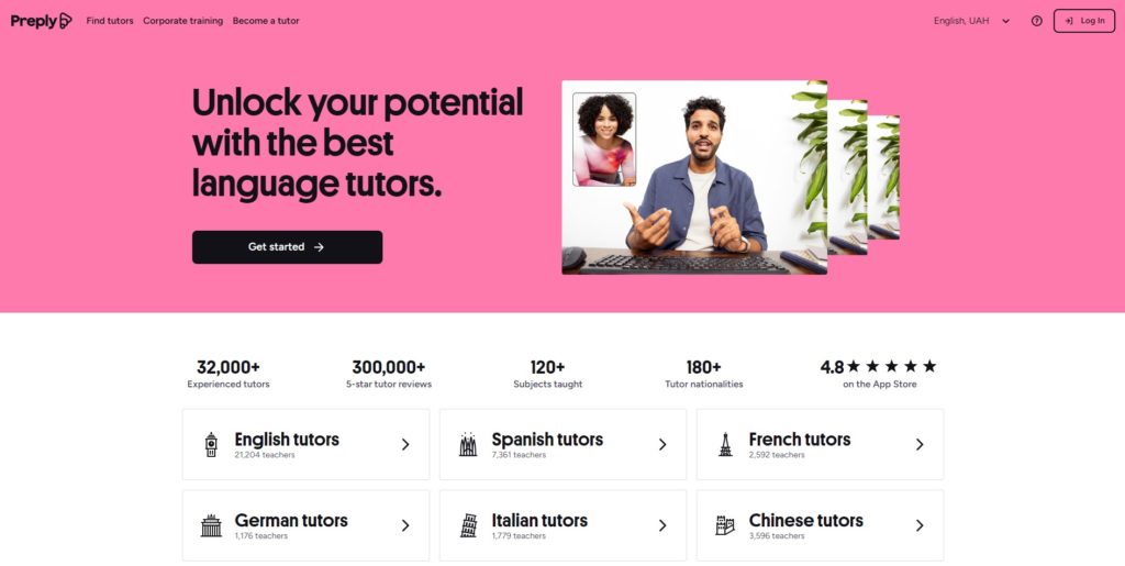 Preply, un sito web per la prenotazione di tutor.