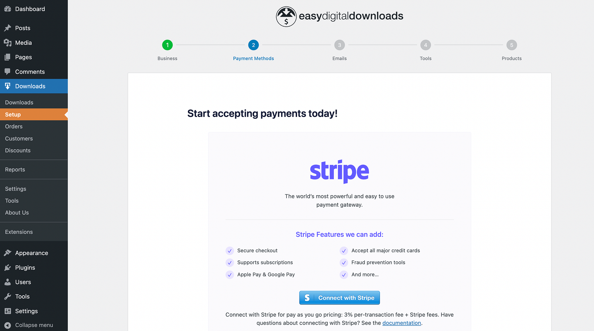 通过简单的数字下载连接 Stripe 和 WordPress。