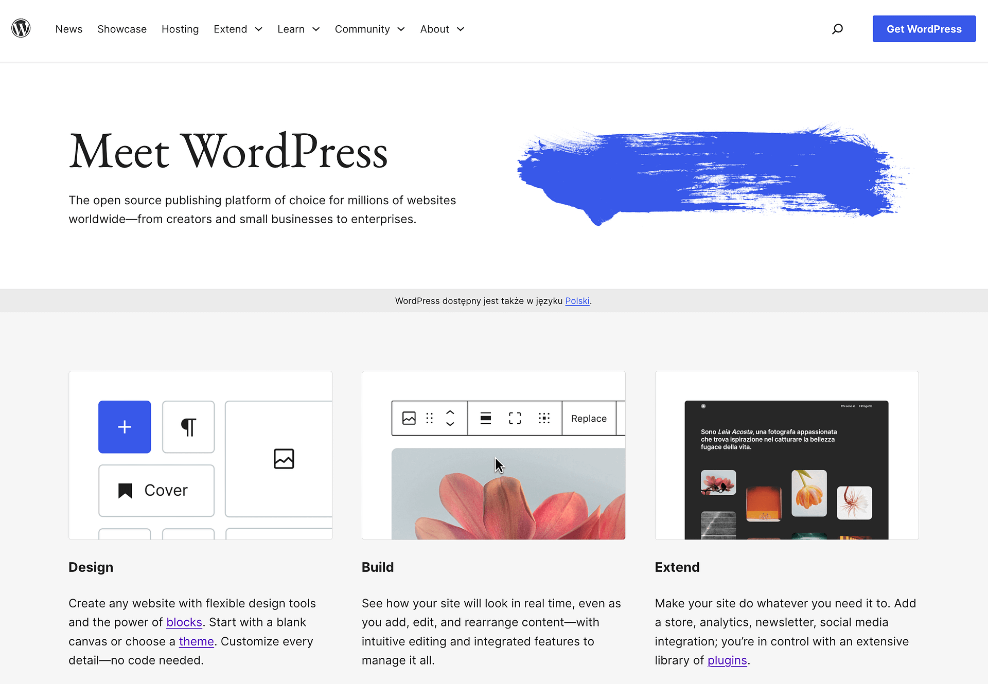 WordPress 主页。