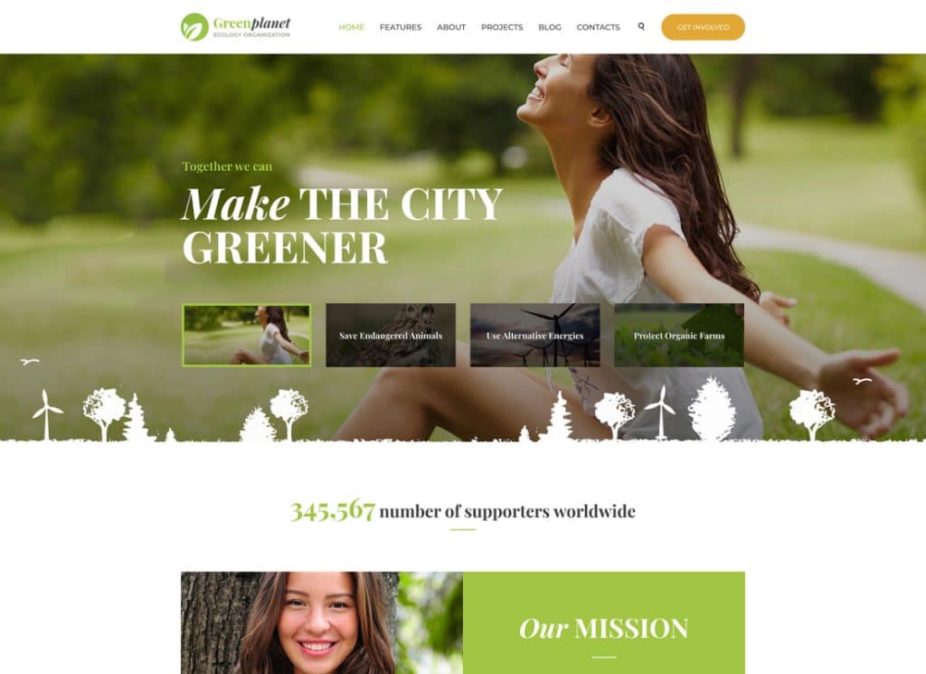 Green Planet - Tema de WordPress ambiental sin fines de lucro 