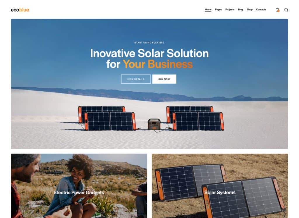 EcoBlue – Thème WordPress pour centrale électrique et kits solaires 