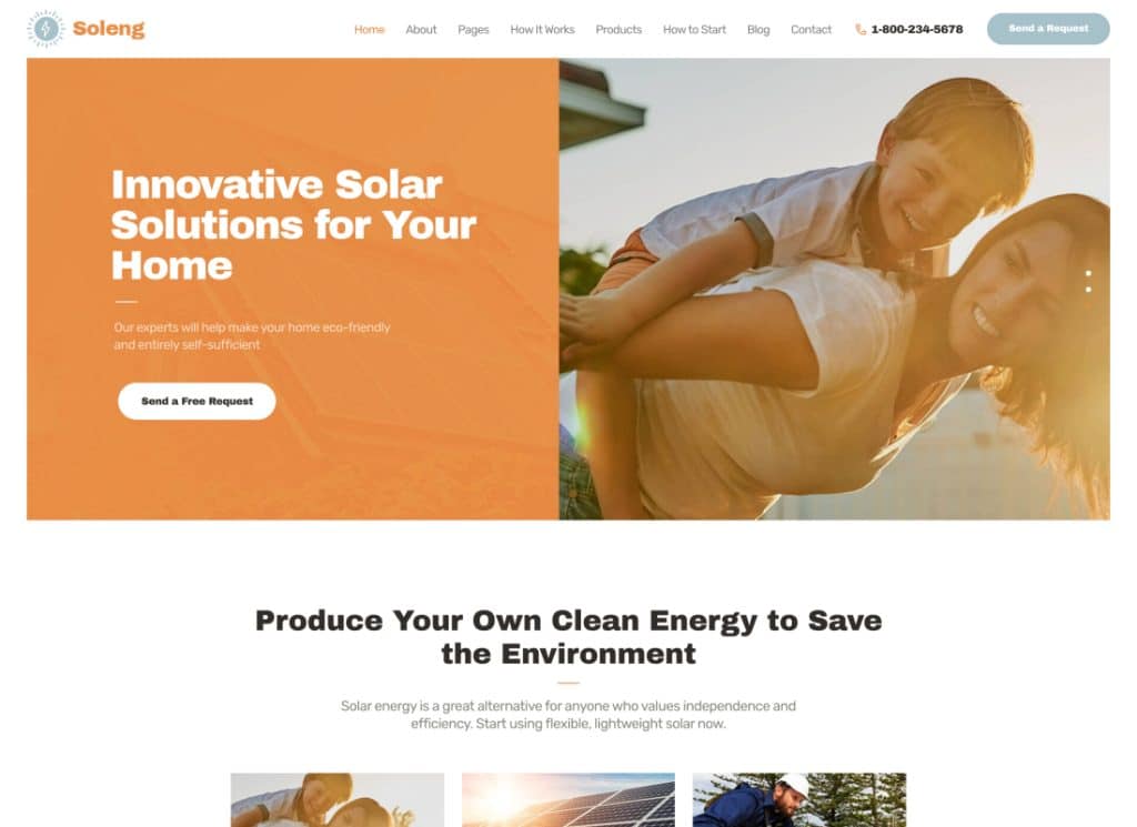 Soleng - Tema WordPress sull'energia solare 