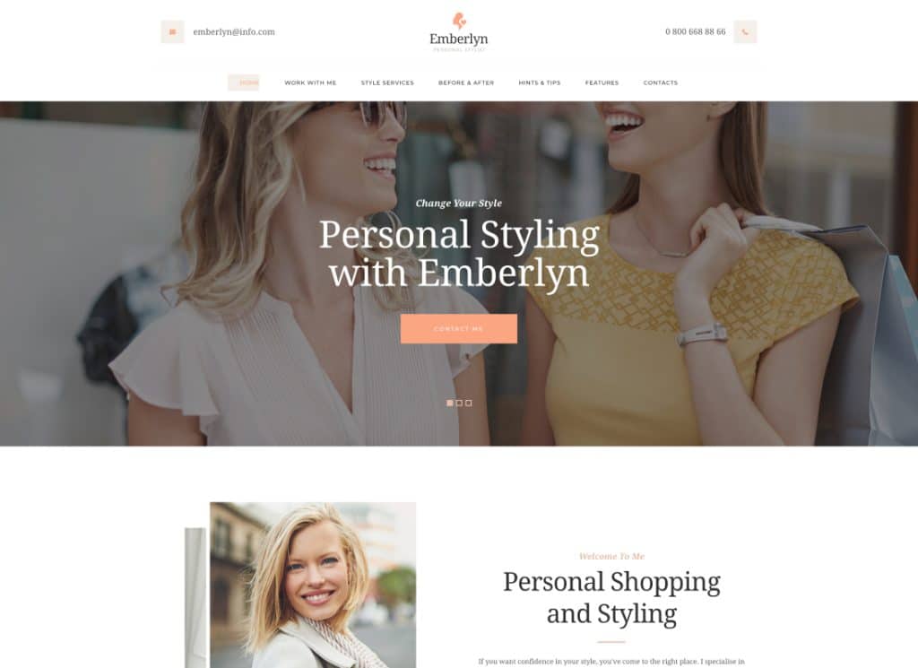 Emberlyn - Stilista personale e tema WordPress per abbigliamento alla moda 