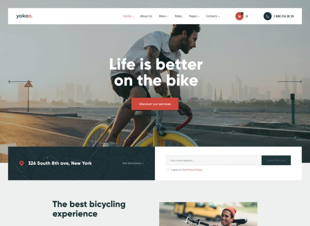 Yokoo – Thème WordPress pour magasin de vélos et location de vélos 