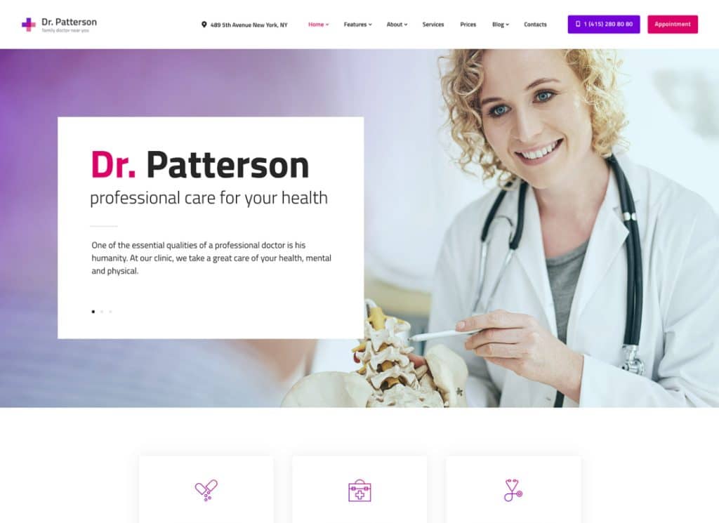 Dr.Patterson - Tıp ve Sağlık Doktoru WordPress Teması 