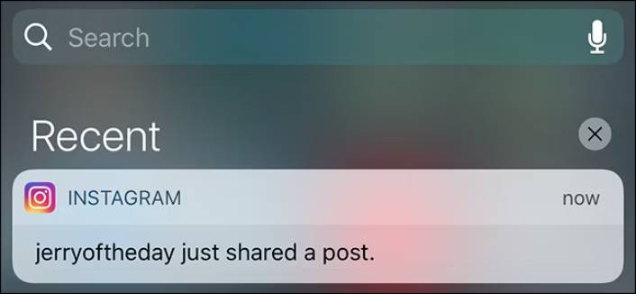 Notificações push de links diretos do Instagram