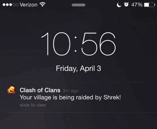 Notificação push do Clash of Clans