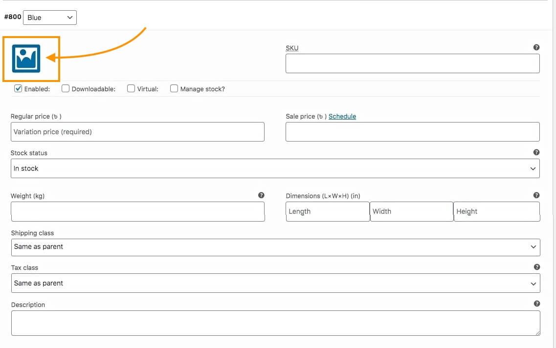 Imagen de variación: producto variable de WooCommerce