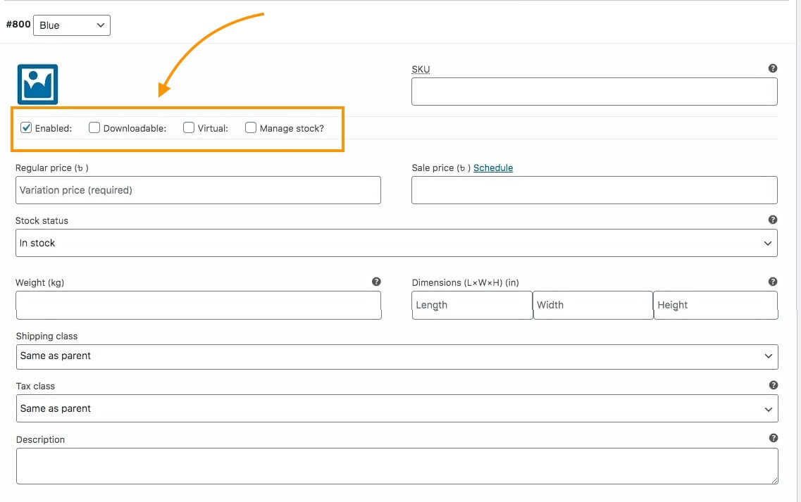 Opções de produto - para produto variável WooCommerce