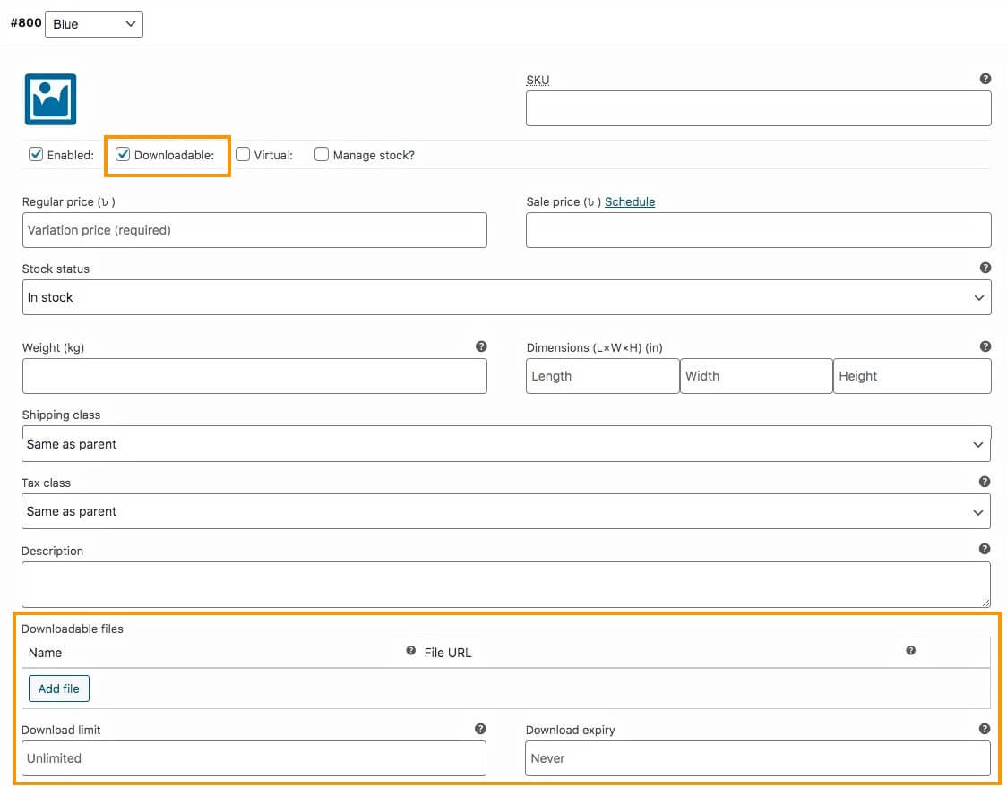 Téléchargeable - Produit variable WooCommerce