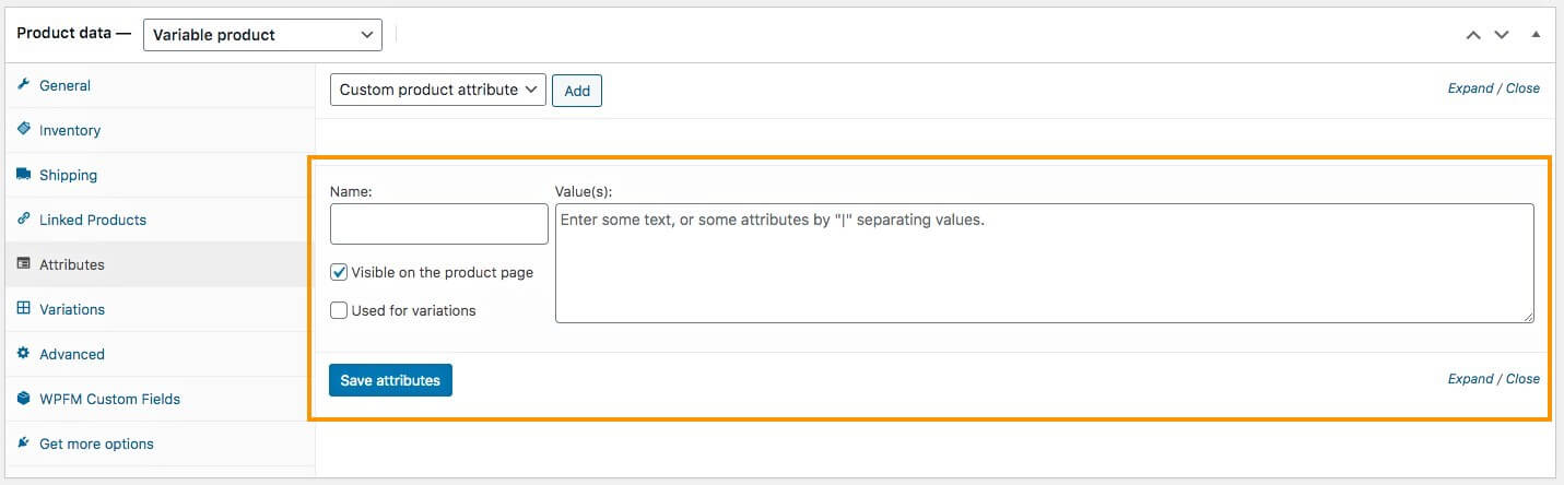 Benutzerdefiniertes Attribut hinzugefügt – für WooCommerce-Variablenprodukt