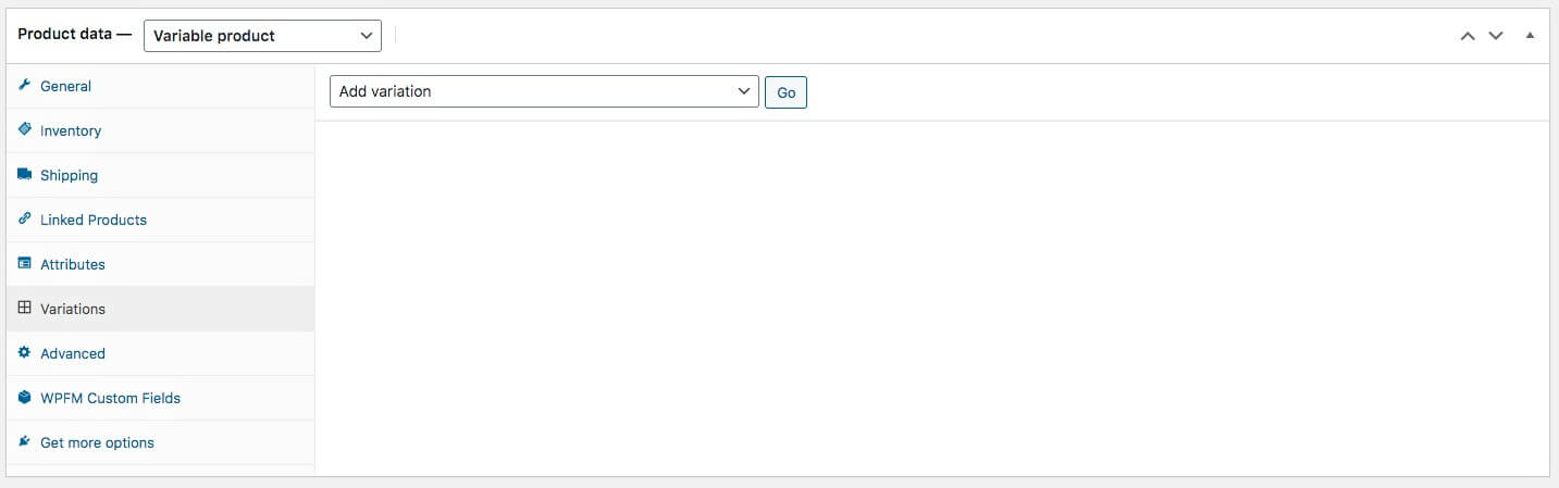 Adicionar variação - para produto variável WooCommerce