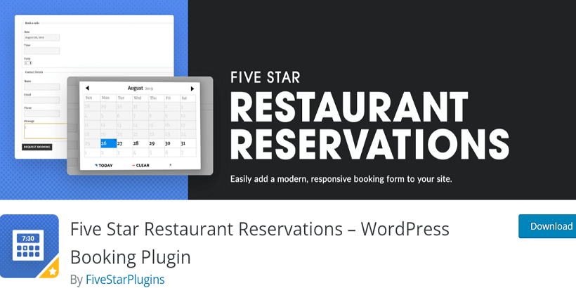 Réservations-de-restaurant-cinq-étoiles-meilleur-plugin-de-réservation-de-restaurant-WordPress-gratuit