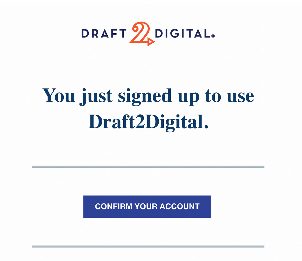 E-mail de confirmation Draft2Digital.