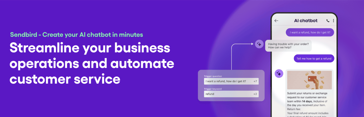 Gambar header untuk plugin Sendbird di WordPress.org.