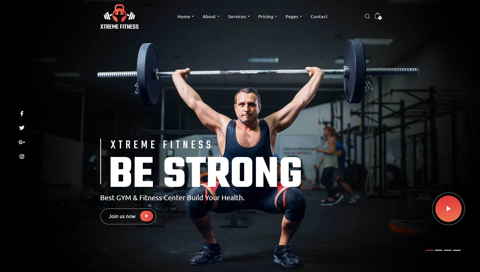 Gambar Xtreme Fitness, solusi WordPress menarik untuk gym dengan dukungan multibahasa.