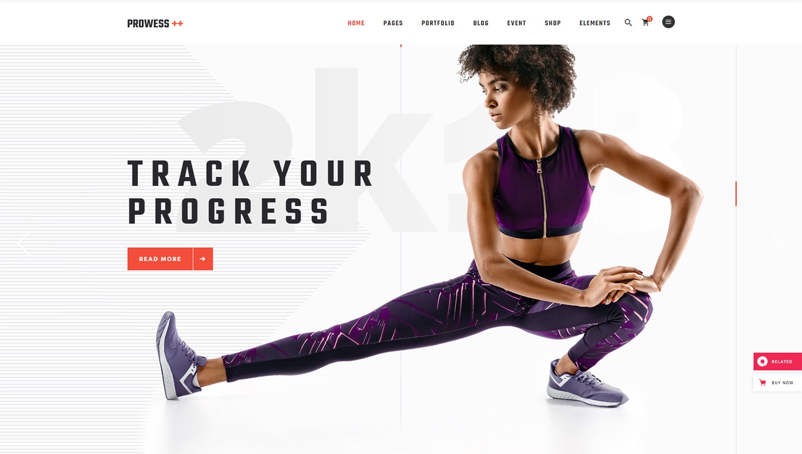 Prowess 的代表，一个 WordPress 主题，提供优雅的健身房网站设计。