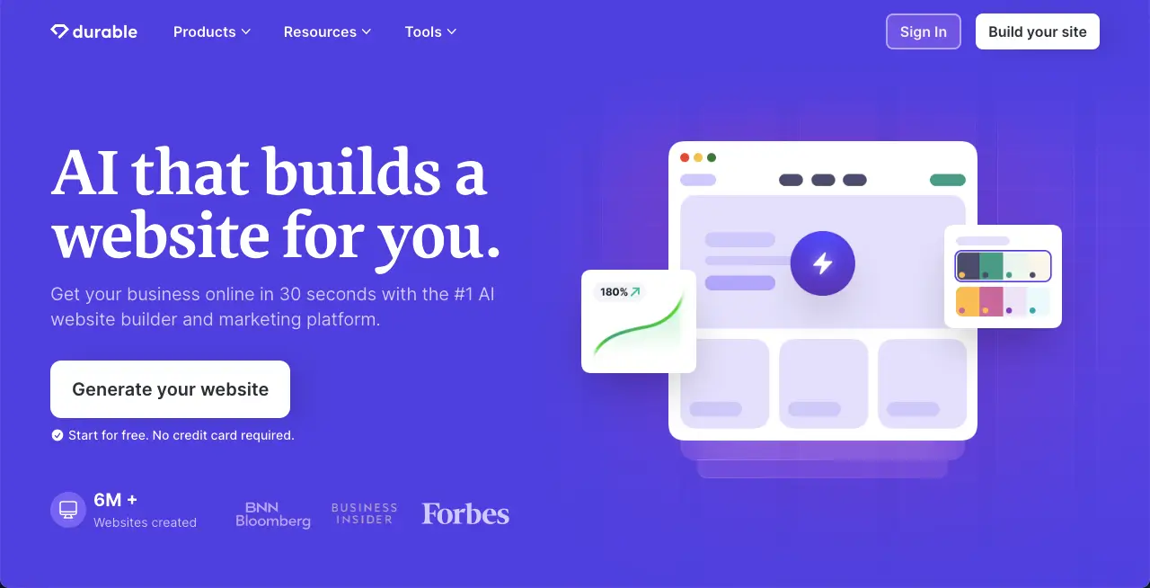 Durable AI website builder