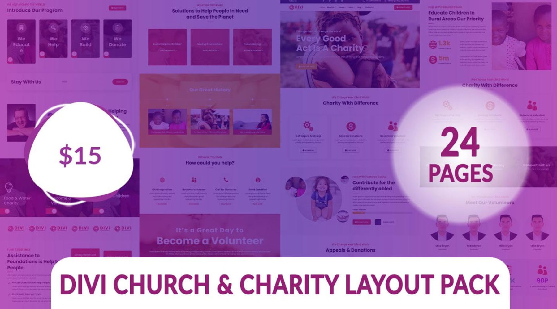 Pack de mise en page Divi Church et Charity
