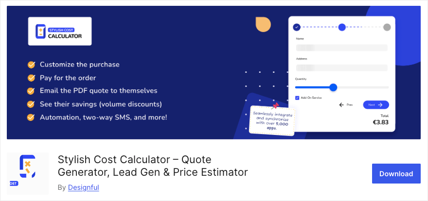 Стильный калькулятор стоимости