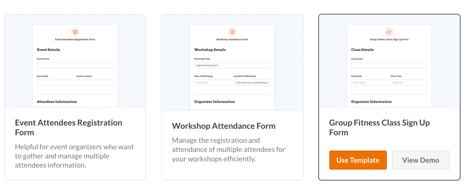 Browsing the Repeater field form templates