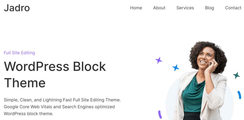 jadro block theme لتحرير الموقع بالكامل