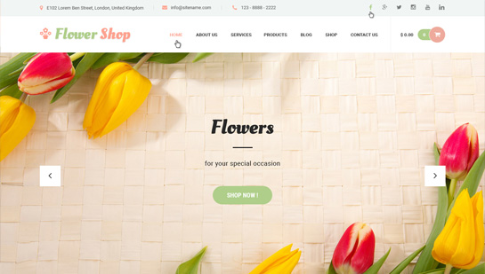 Motyw WordPress w kwiaciarni
