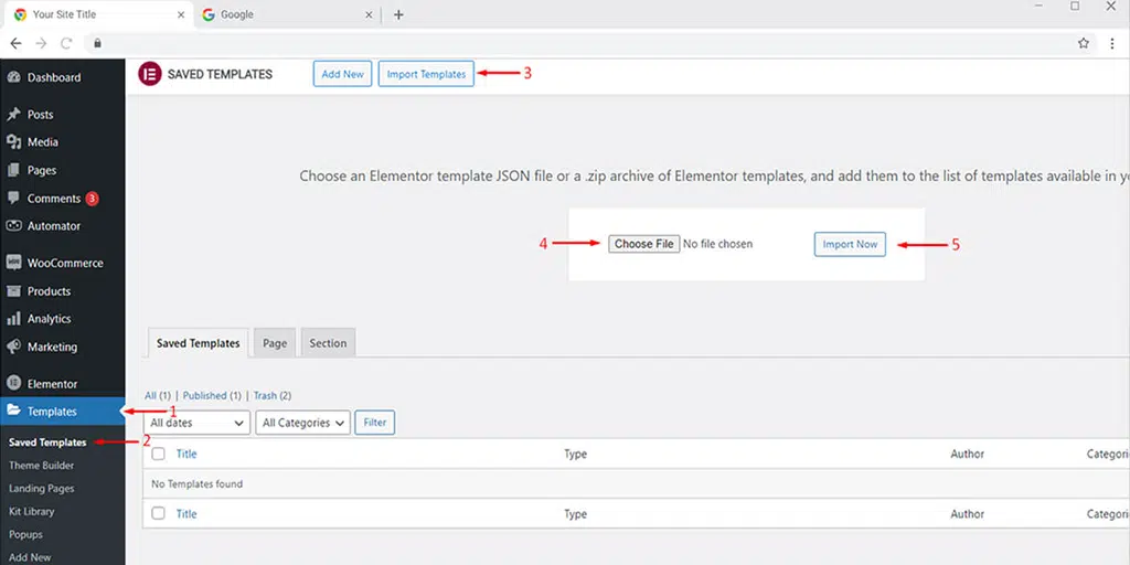 Uploading Templates in WordPress