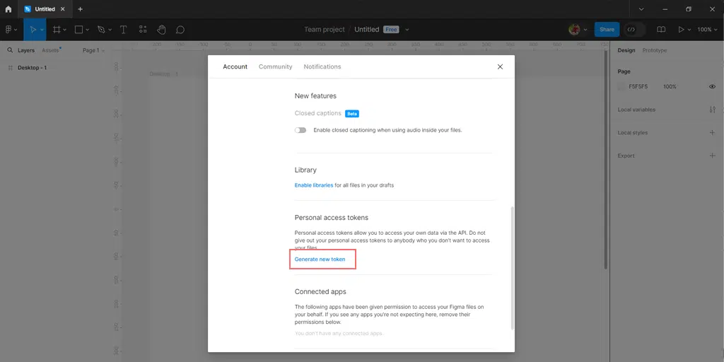 Generating Personal access Token in Figma