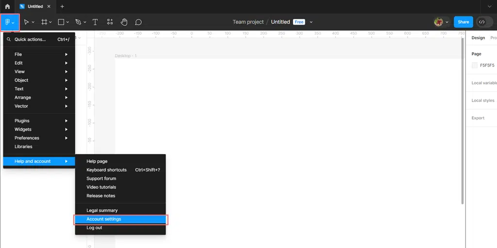 Account Settings in Figma