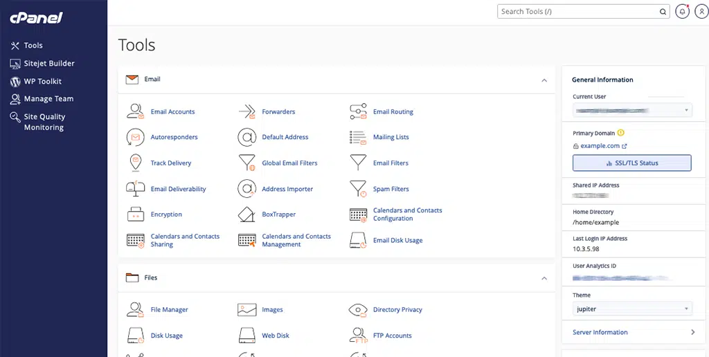 cPanel Interface