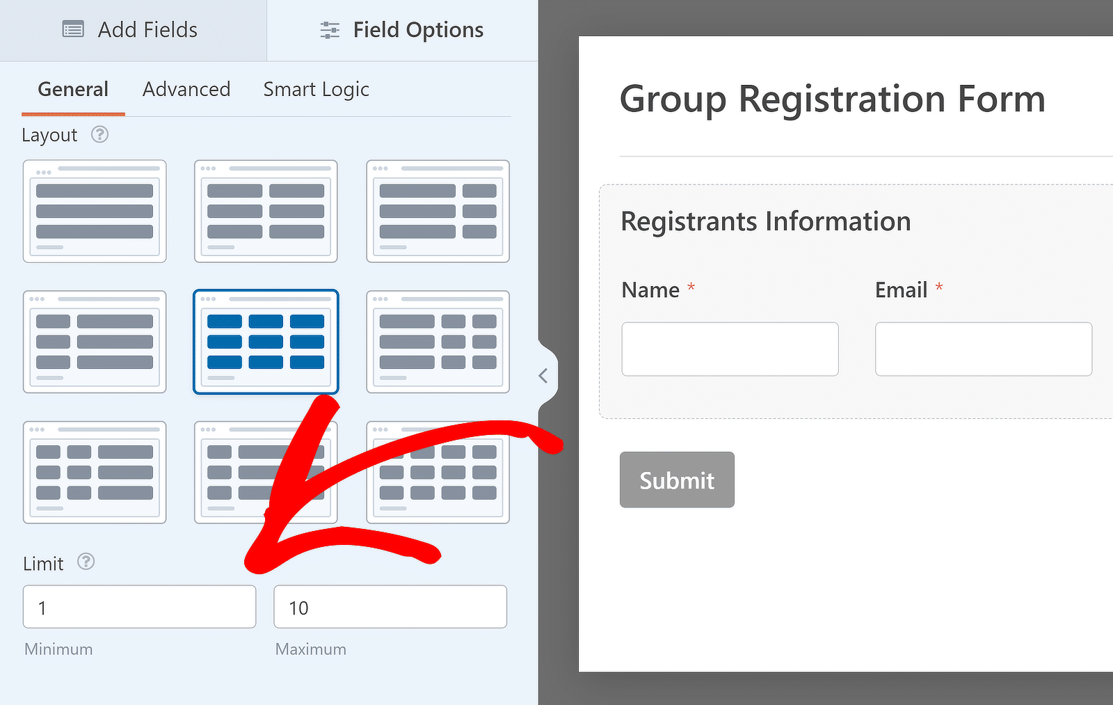 limit entries repeater field