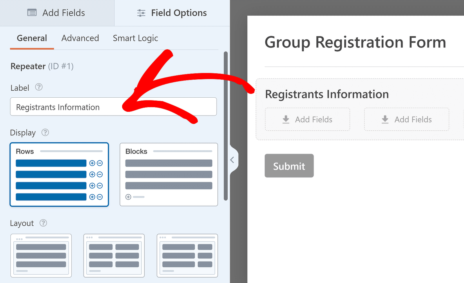 change repeater field label