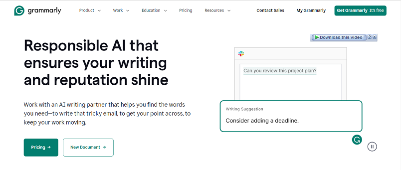 Alat penulis ulang AI Grammarly