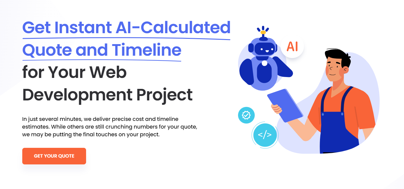 Site-ul web GetDevDone pentru instrumentul său AI Quote Calculator.