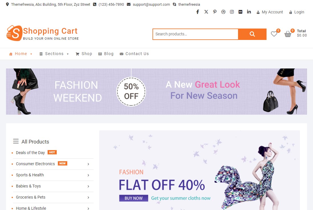 ShoppingCart – ธีม WordPress อีคอมเมิร์ซฟรี