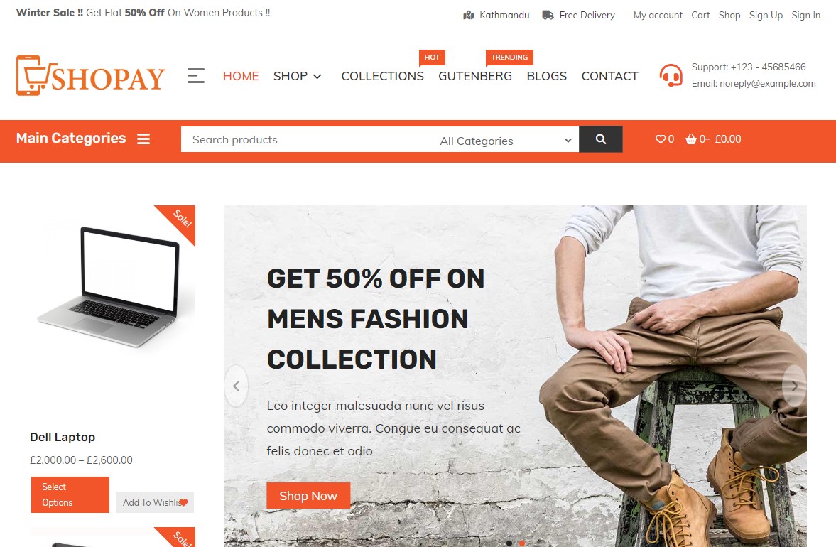 Shopay- ธีม WordPress อีคอมเมิร์ซที่ตอบสนองฟรี