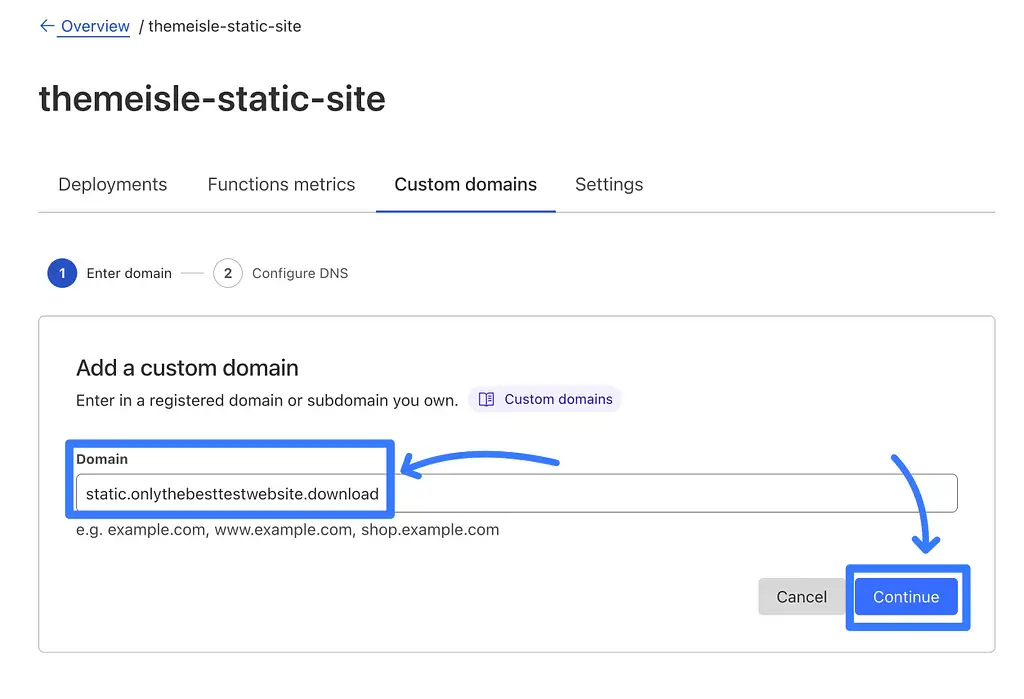 Adicione seu nome de domínio personalizado ao Cloudflare Pages