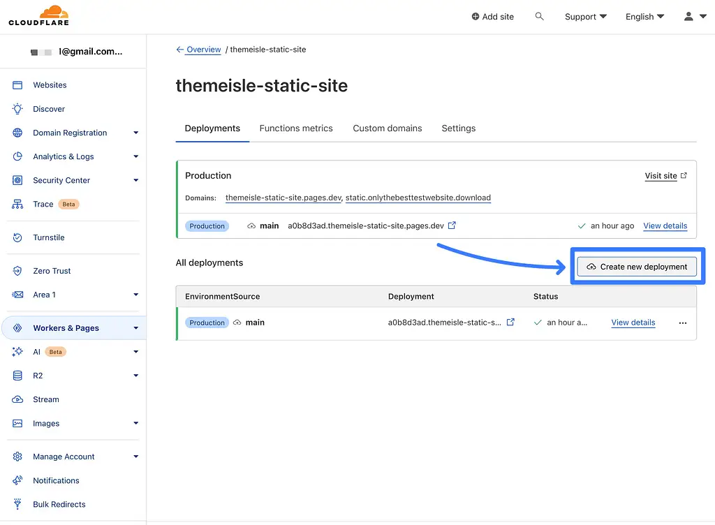 Como atualizar seu site estático no Cloudflare Pages