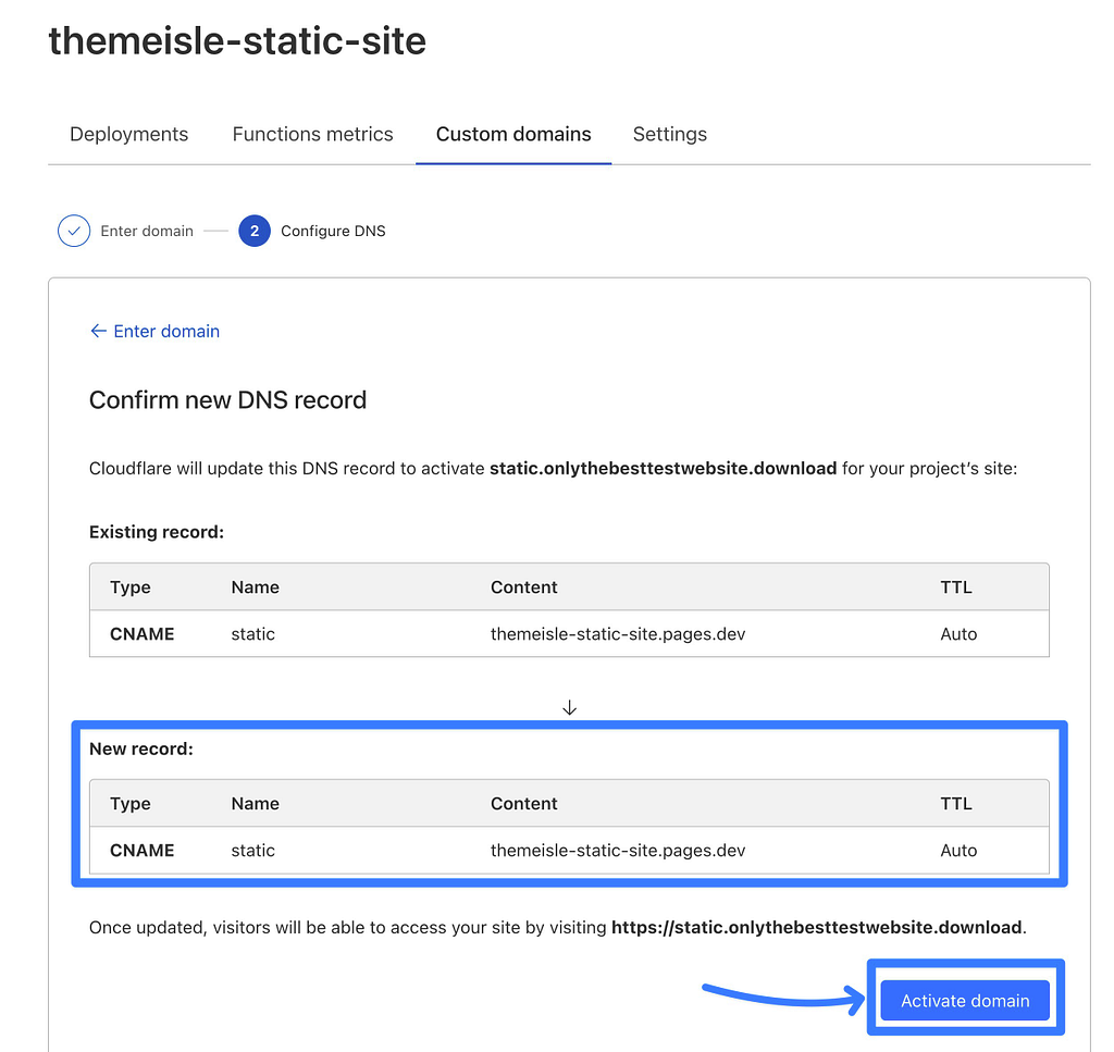 Aktifkan nama domain Anda