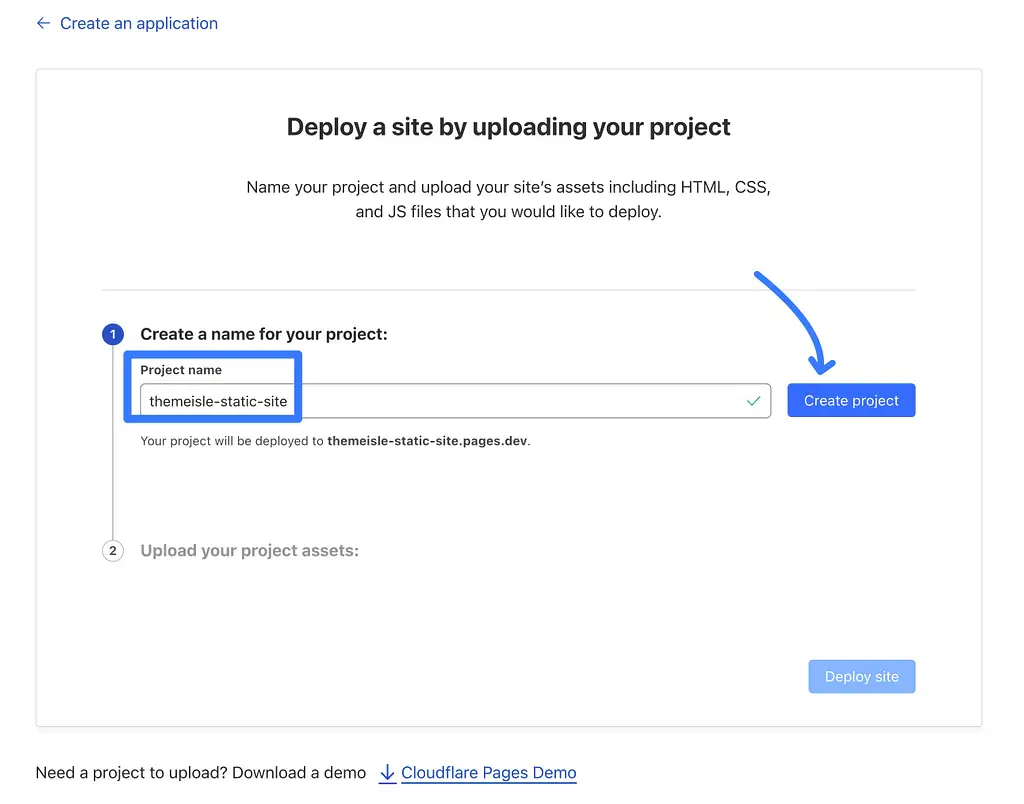 创建一个新的 Cloudflare Pages 项目