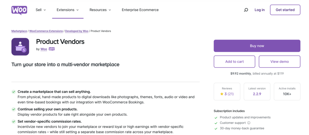 Gambar ini menunjukkan plugin vendor produk WooCommerce