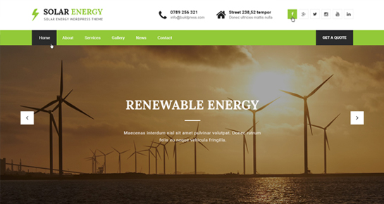 Tema WordPress Energia solare
