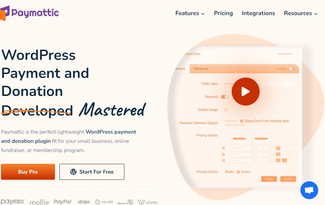 Paymattic - ปลั๊กอินการชำระเงิน WordPress