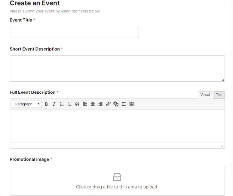 wpforms event form sample